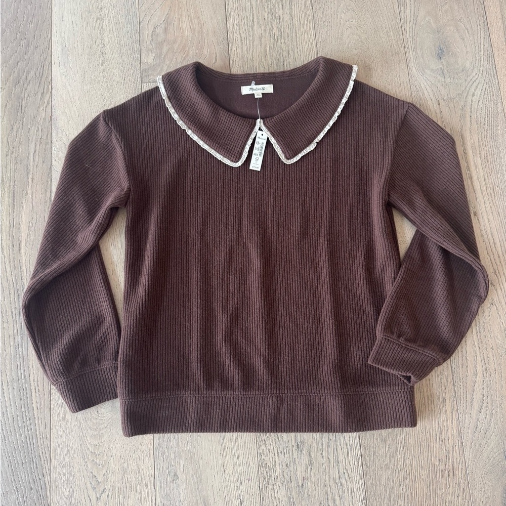 NWT Madewell Peter Pan Collar Sweater Brown XS